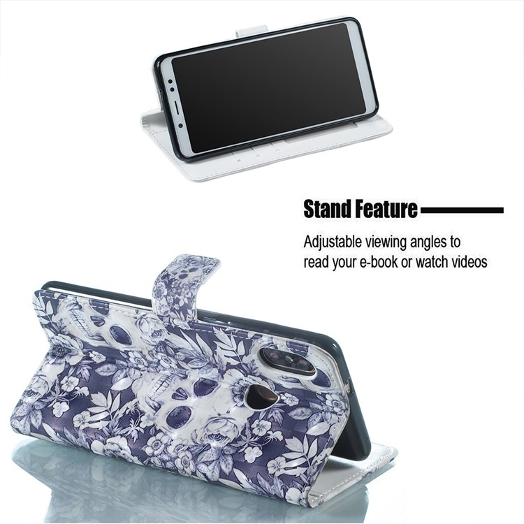 Embossing Pattern PU Leather Protective Flip Case for Xiaomi Redmi Note 5 Pro (Dual Camera) / Redmi Note 5 (China) - Skulls-5