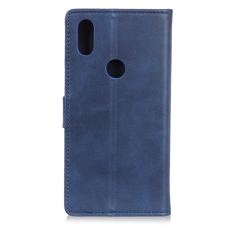 Matte PU Leather Wallet Stand Phone Shell for Xiaomi Mi Mix 3 - Blue-6
