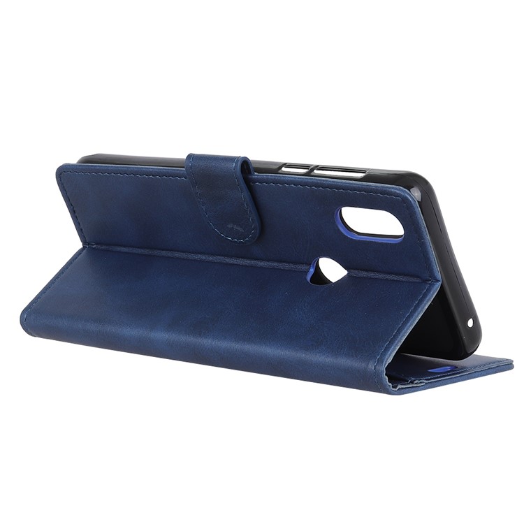 Matte PU Leather Wallet Stand Phone Shell for Xiaomi Mi Mix 3 - Blue-8