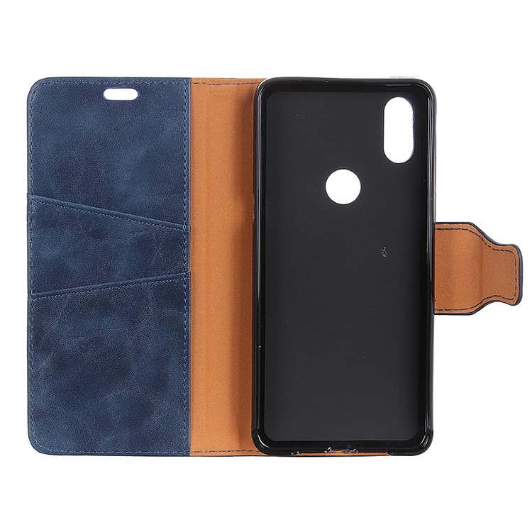 Crazy Horse Split Leather Card Holder Mobile Shell for Xiaomi Mi Mix 3 - Blue-4