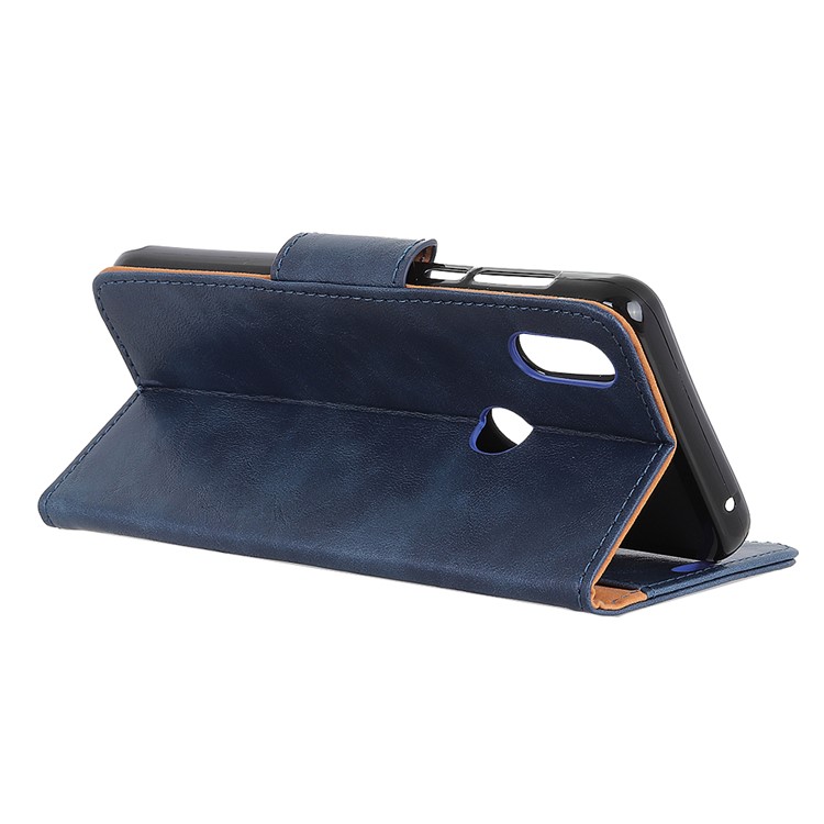 Crazy Horse Split Leather Card Holder Mobile Shell for Xiaomi Mi Mix 3 - Blue-5