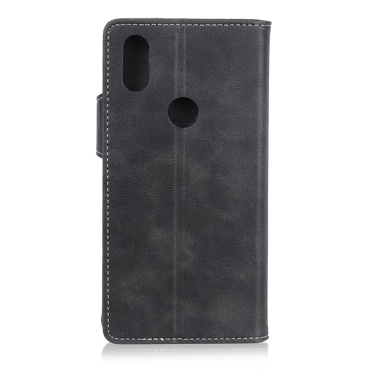 S-shape Textured Leather Wallet Case for Xiaomi Mi Mix 3 - Black-7