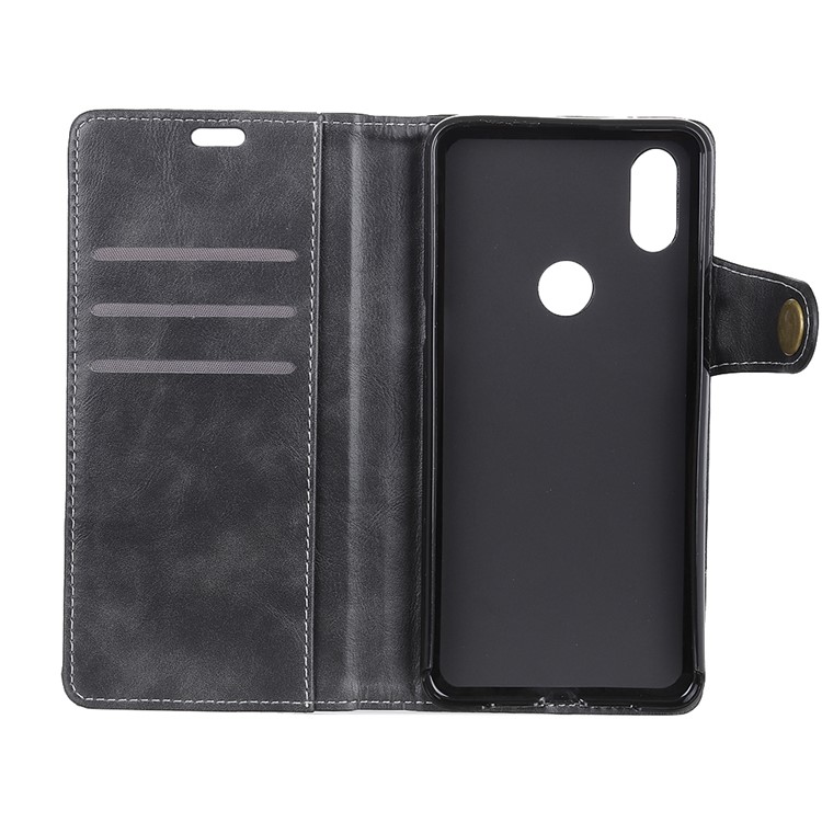 S-shape Textured Leather Wallet Case for Xiaomi Mi Mix 3 - Black-8