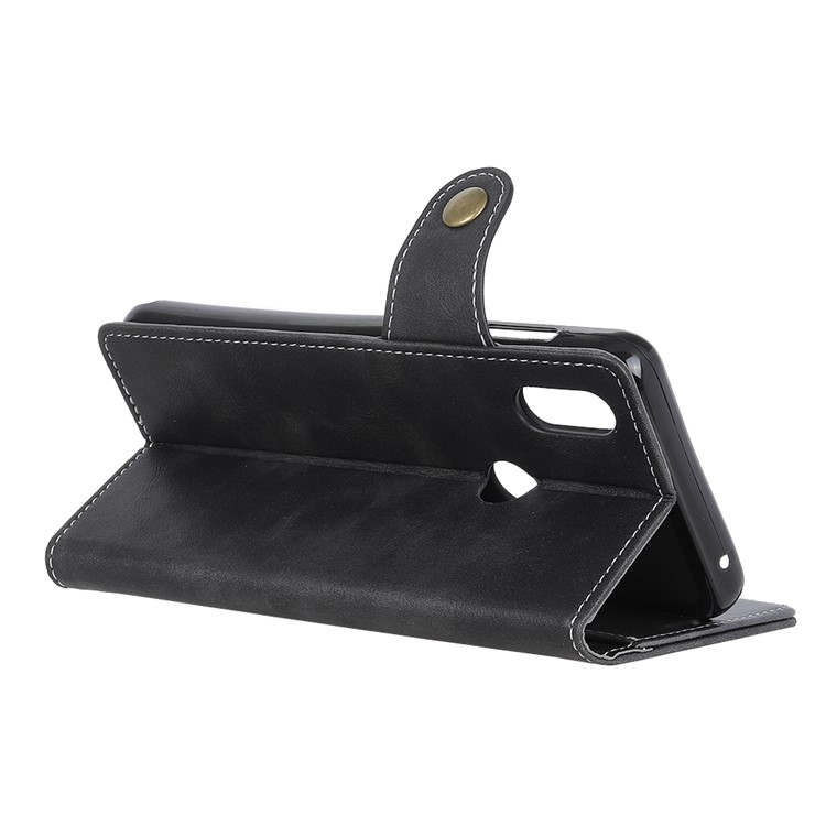 S-shape Textured Leather Wallet Case for Xiaomi Mi Mix 3 - Black-9