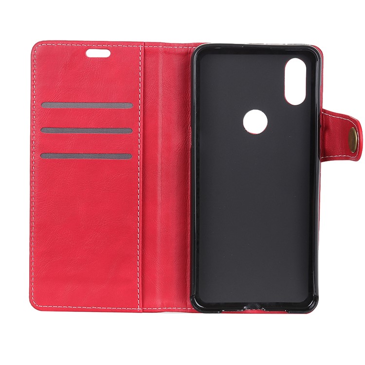 S-shape Textured Leather Wallet Casing for Xiaomi Mi Mix 3 - Red-8