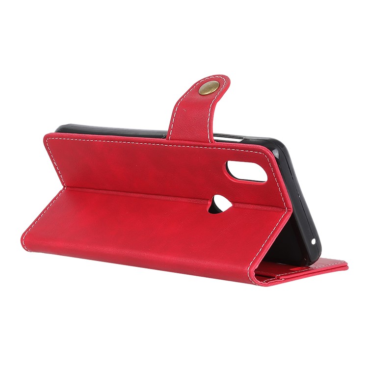 S-shape Textured Leather Wallet Casing for Xiaomi Mi Mix 3 - Red-9