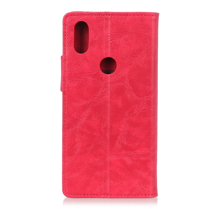 S Shape Crazy Horse Texture Wallet Leather Flip Cover for Xiaomi Mi Mix 3 - Red-8