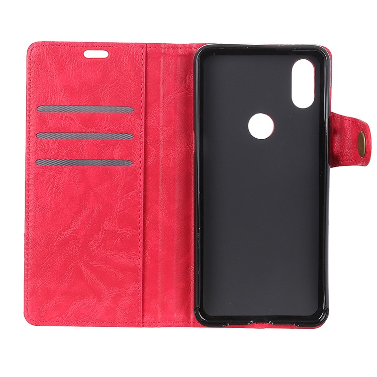 S Shape Crazy Horse Texture Wallet Leather Flip Cover for Xiaomi Mi Mix 3 - Red-9