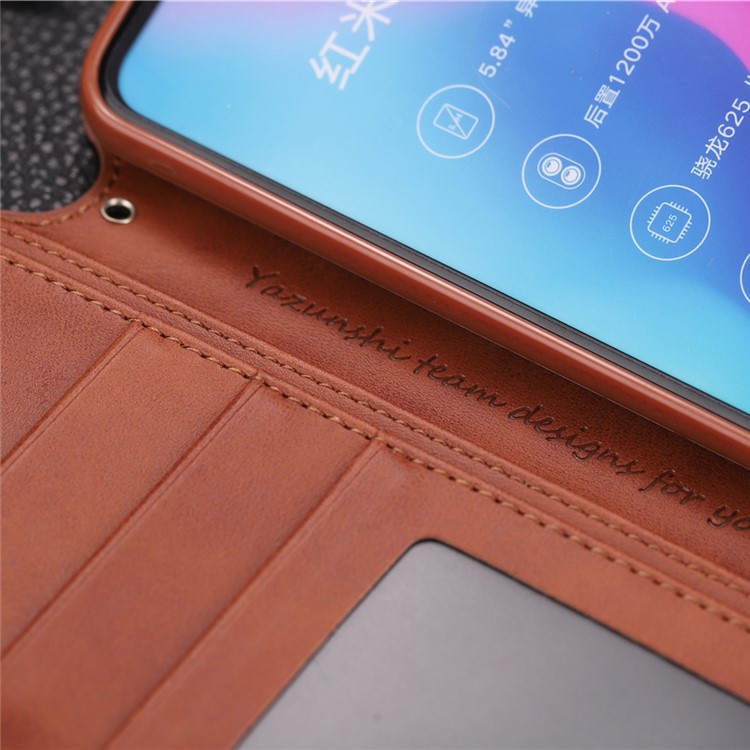 AZNS Leather Stand Casing with Card Slots for Xiaomi Mi A2 Lite / Redmi 6 Pro - Brown-8