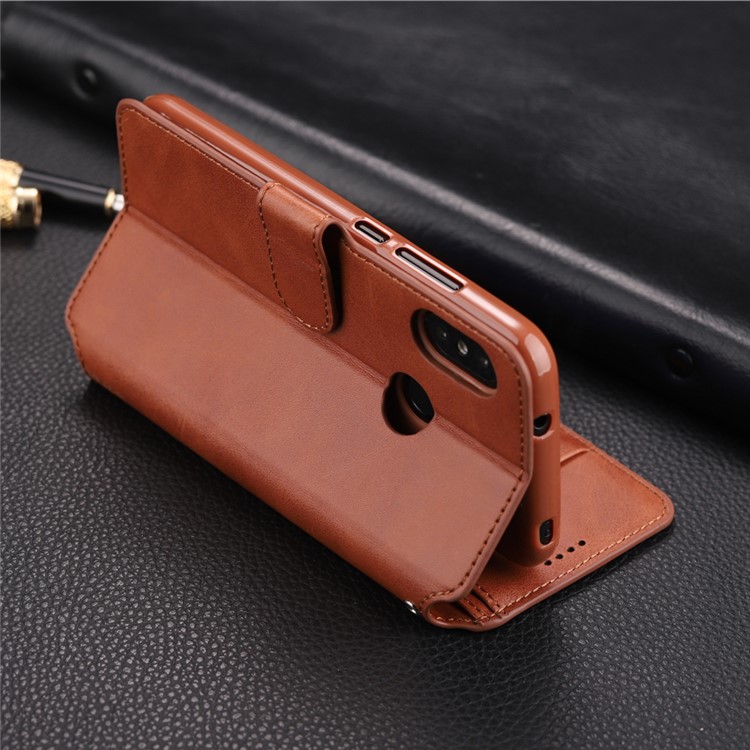 AZNS Leather Stand Casing with Card Slots for Xiaomi Mi A2 Lite / Redmi 6 Pro - Brown-9