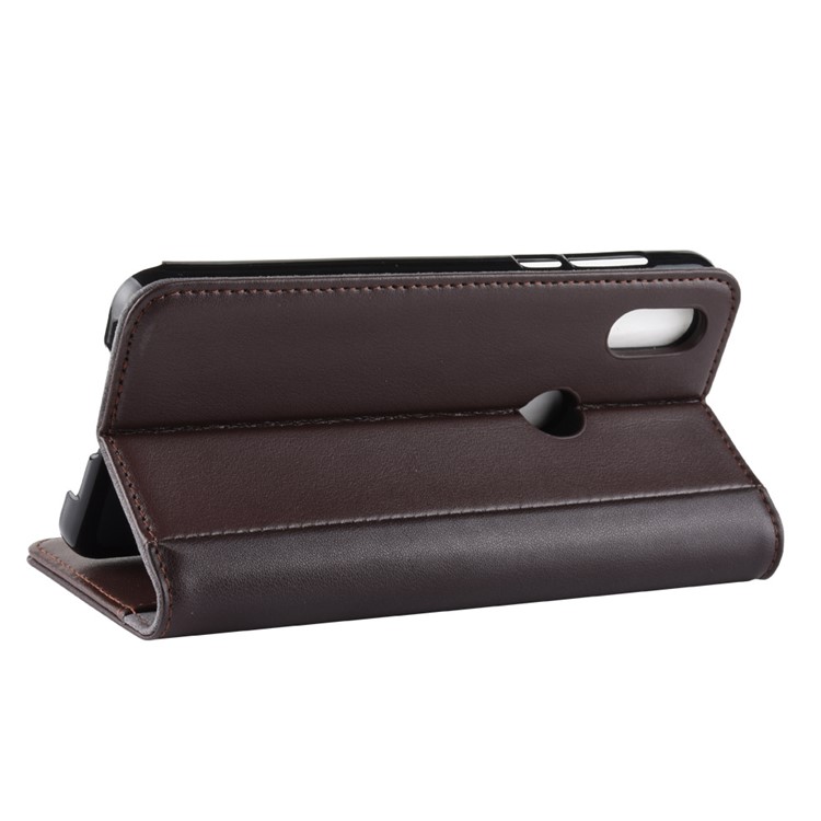 Genuine Split Leather Wallet Stand Cell Phone Cover for Xiaomi Mi Mix 3 - Brown-7