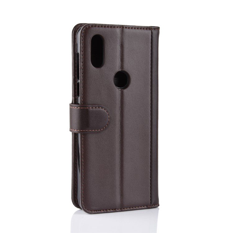 Genuine Split Leather Wallet Stand Cell Phone Cover for Xiaomi Mi Mix 3 - Brown-8
