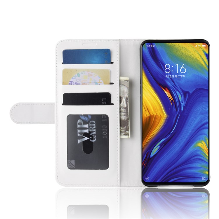 Crazy Horse Wallet Leather Stand Cover for Xiaomi Mi Mix 3 - White-5