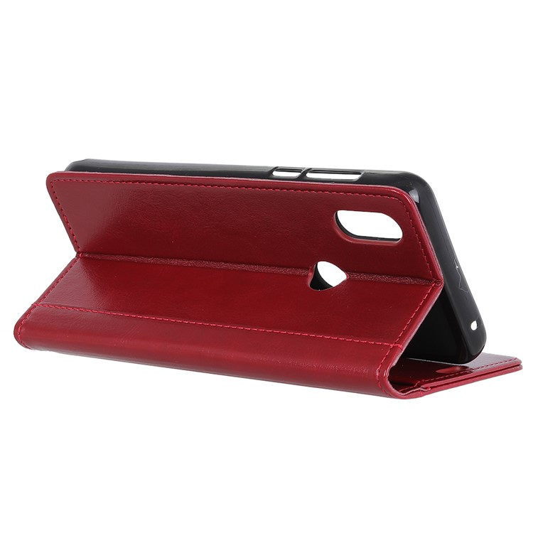 For Xiaomi Mi Mix 3 Crazy Horse Rivet Decor Leather Wallet Flip Cover - Red-5