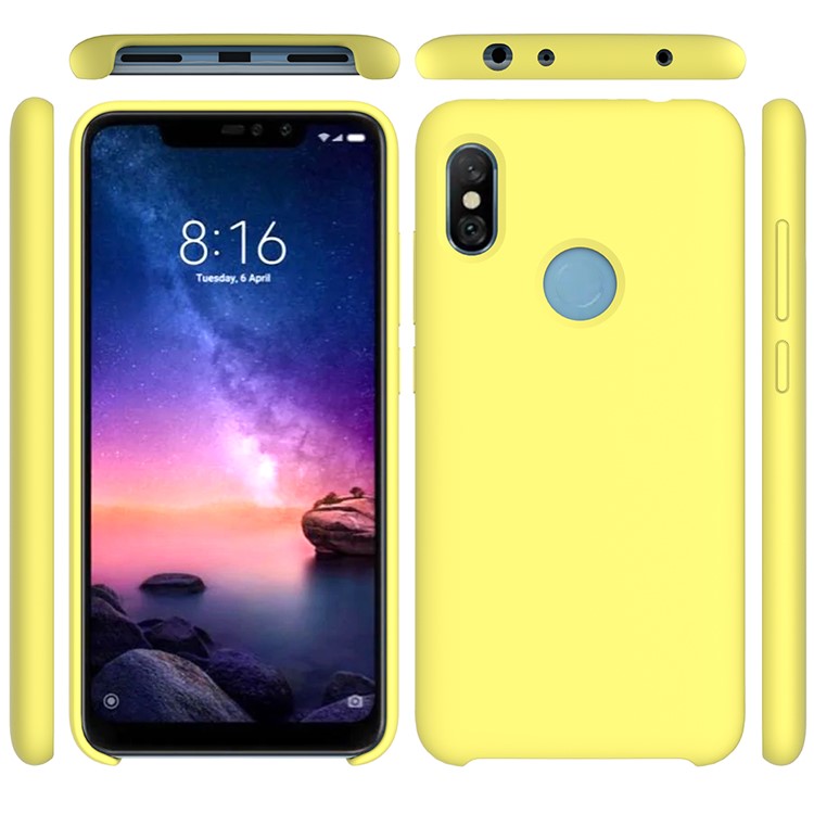 Liquid Silicone Mobile Phone Case for Xiaomi Redmi Note 6 Pro - Yellow-4