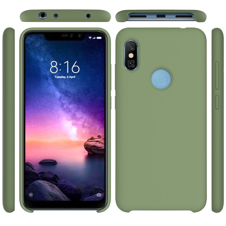 Liquid Silicone Cell Phone Cover for Xiaomi Redmi Note 6 Pro - Green-4