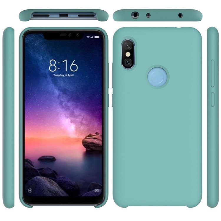 Liquid Silicone Cell Phone Case for Xiaomi Redmi Note 6 Pro - Cyan-4