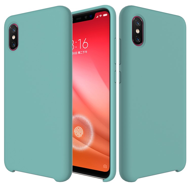 For Xiaomi Mi 8 Pro Protective Shell Liquid Silicone Mobile Case - Cyan-1