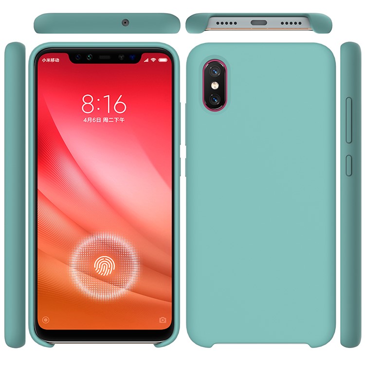 For Xiaomi Mi 8 Pro Protective Shell Liquid Silicone Mobile Case - Cyan-5