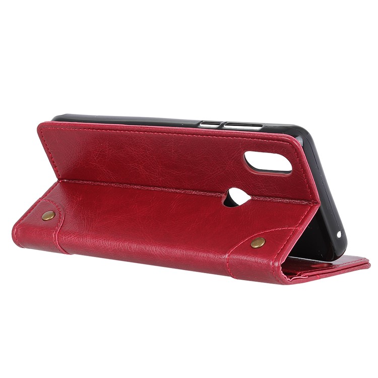 Nappa Texture Premium PU Leather Wallet Phone Cover for Xiaomi Mi Mix 3 / Mix 3 5G - Red-10
