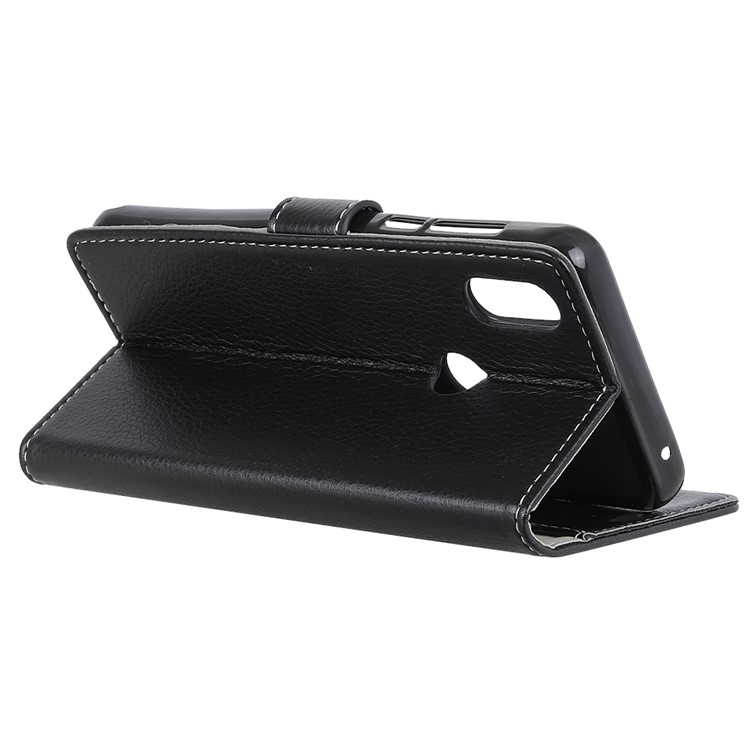 Litchi Skin PU Leather Wallet Stand Phone Case for Xiaomi Mi Mix 3 - Black-4