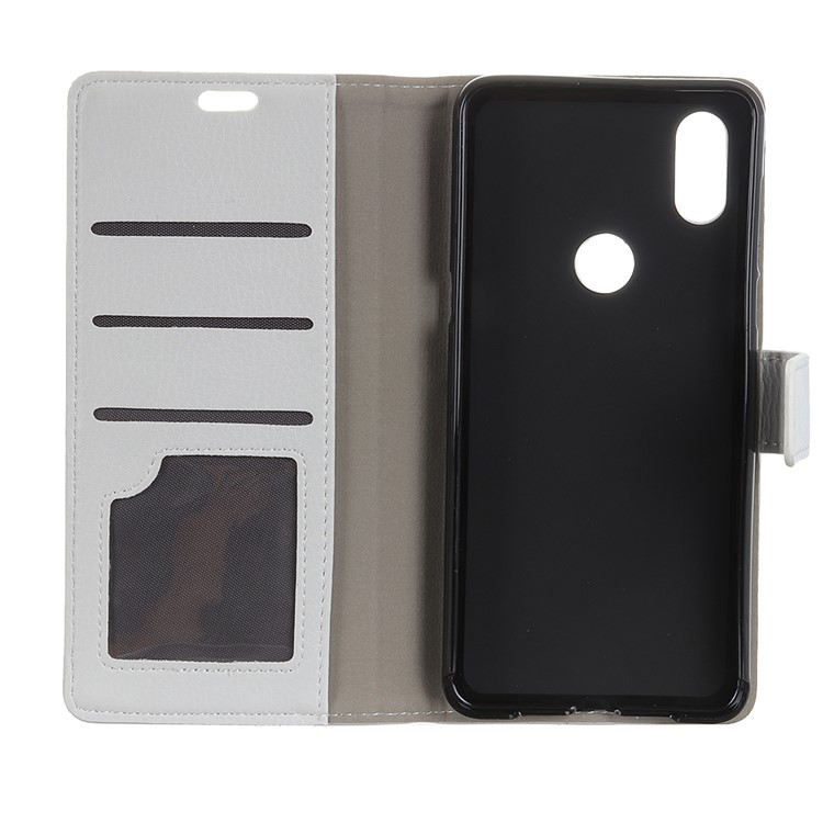 Litchi Skin PU Leather Wallet Phone Cover with Stand for Xiaomi Mi Mix 3 / Mix 3 5G - White-3