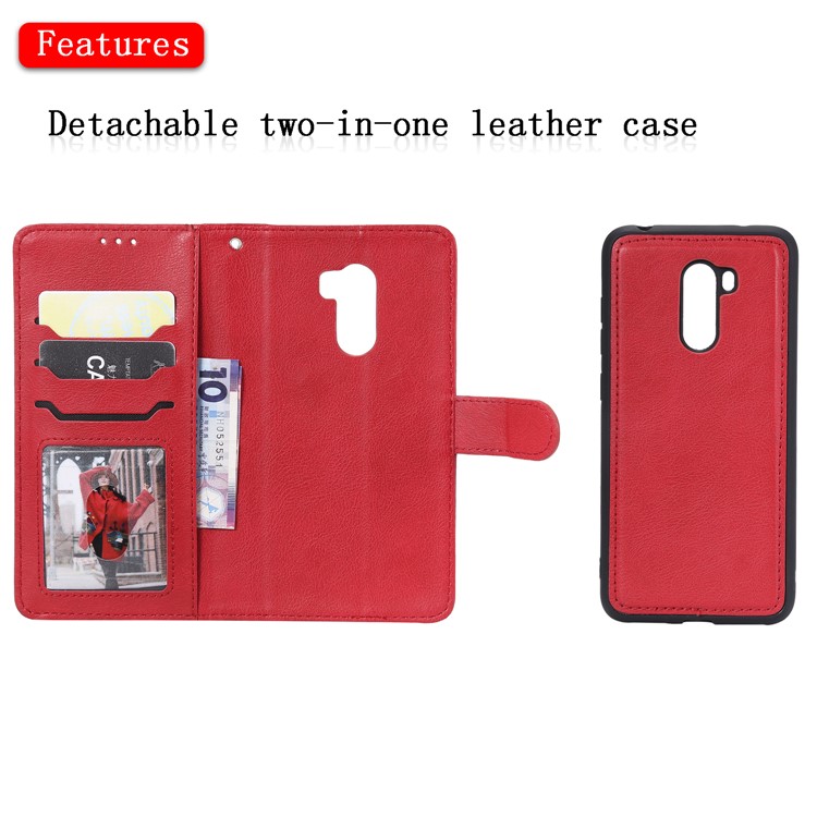 Magnetic Detachable 2-in-1 Stand Leather Casing for Xiaomi Pocophone F1 / Poco F1 (India) - Red-7