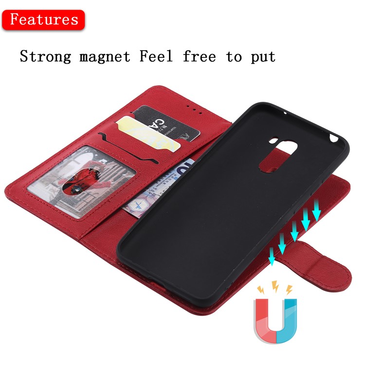 Magnetic Detachable 2-in-1 Stand Leather Casing for Xiaomi Pocophone F1 / Poco F1 (India) - Red-8