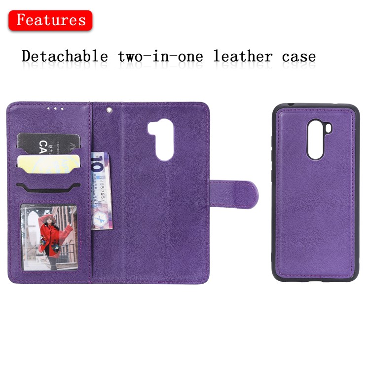 Magnetic Detachable 2-in-1 Stand Leather Mobile Cover for Xiaomi Pocophone F1 / Poco F1 (India) - Purple-7