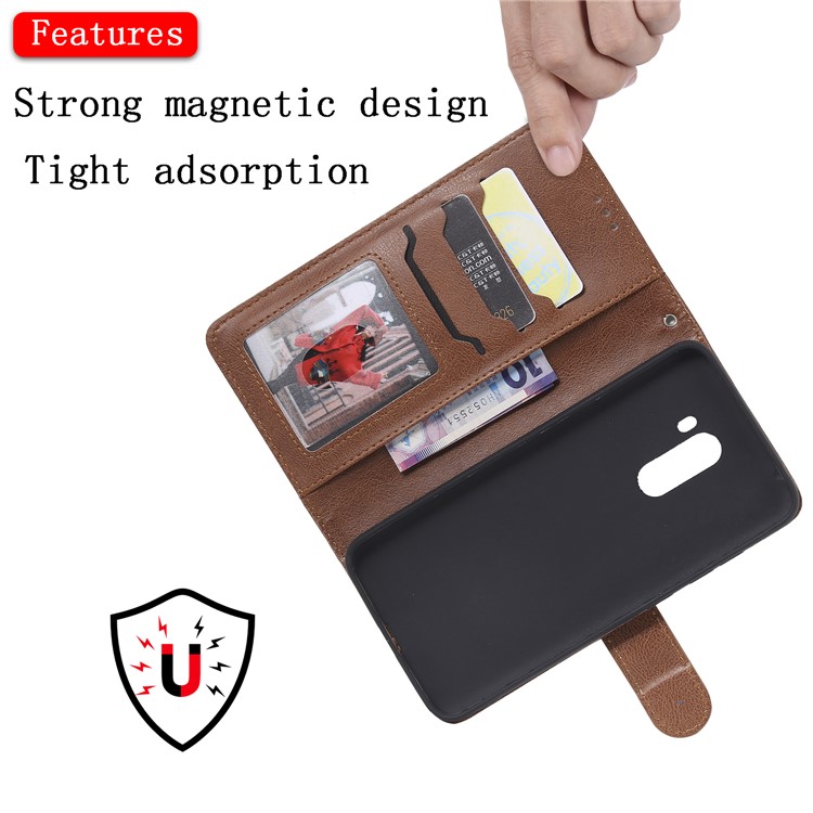 Magnetic Detachable 2-in-1 Stand Leather Phone Casing for Xiaomi Pocophone F1 / Poco F1 (India) - Brown-10
