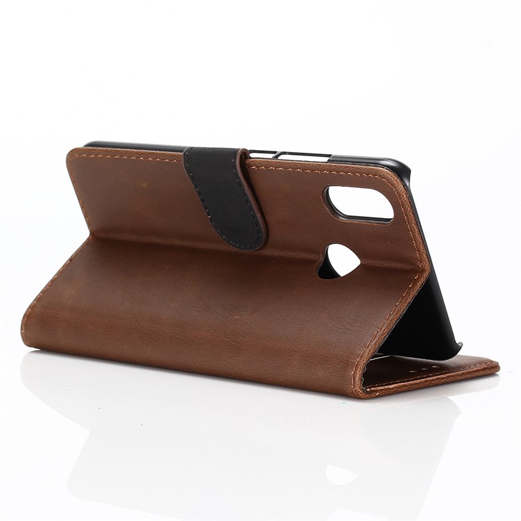 Verrücktes Pferd Retro Kartenhalter Leder Handy Shell Für Xiaomi Redmi Note 6 Pro - Kaffee-6