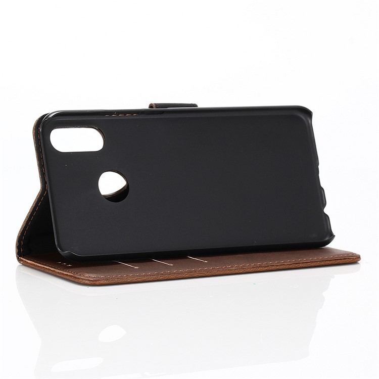 Verrücktes Pferd Retro Kartenhalter Leder Handy Shell Für Xiaomi Redmi Note 6 Pro - Kaffee-7