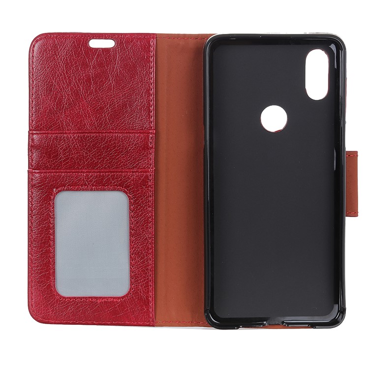 Textured Split Leather Wallet Cover for Xiaomi Mi Mix 3 / Mix 3 5G - Red-5