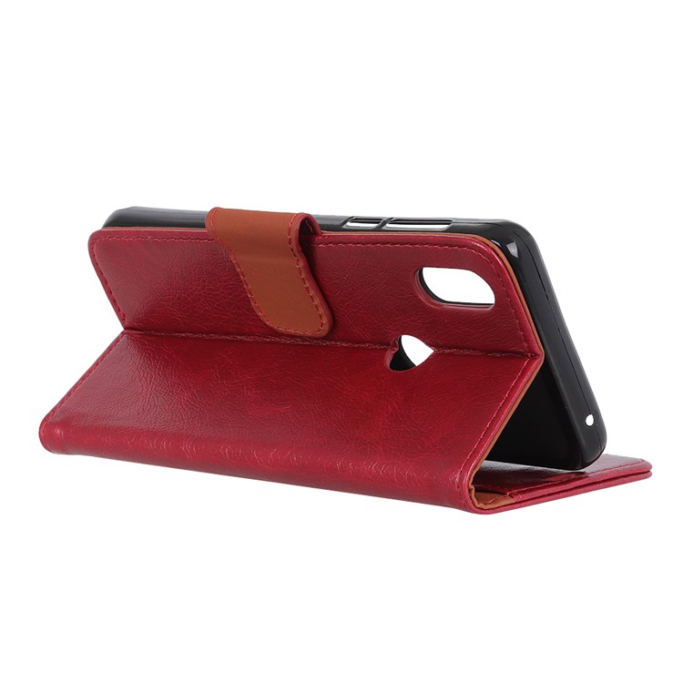 Textured Split Leather Wallet Cover for Xiaomi Mi Mix 3 / Mix 3 5G - Red-6