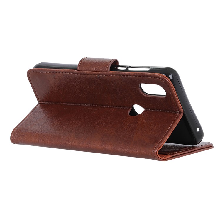 Textured Split Leather Wallet Stand Case for Xiaomi Mi Mix 3 - Brown-6