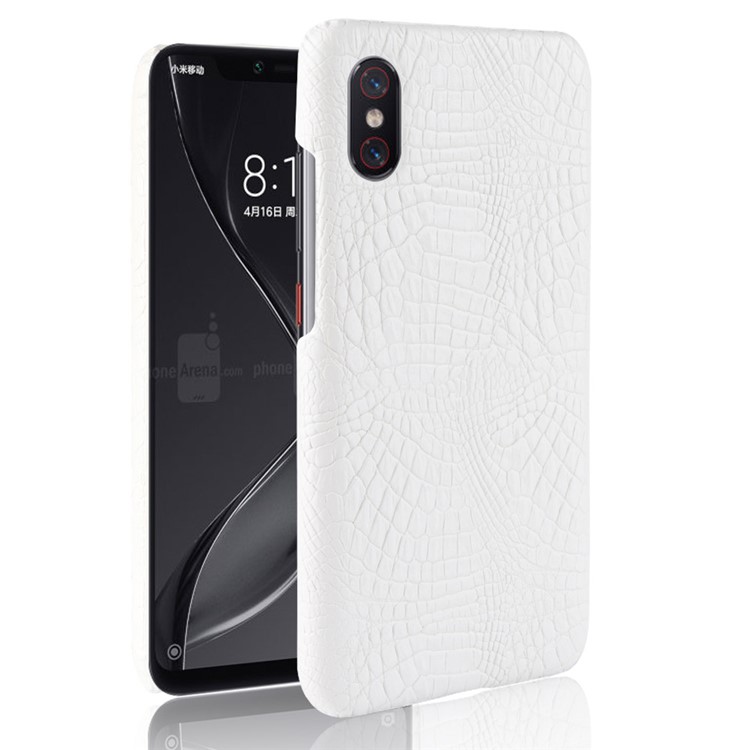 Crocodile Texture PU Leather Coated PC Protection Case for Xiaomi Mi 8 Pro/Mi 8 Explorer Edition - White-1