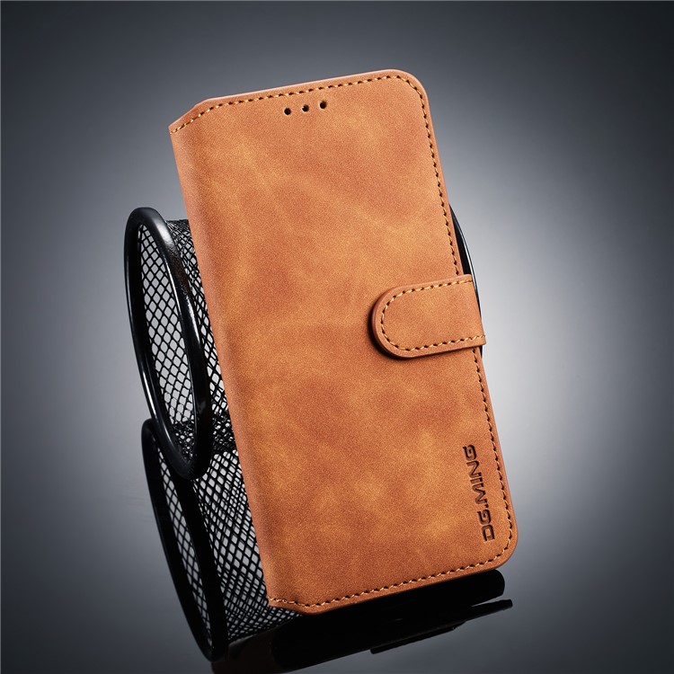 DG.MING Retro Style PU Leather Wallet Casing for Xiaomi Mi 8 Lite / Mi 8 Youth (Mi 8X) - Brown-1