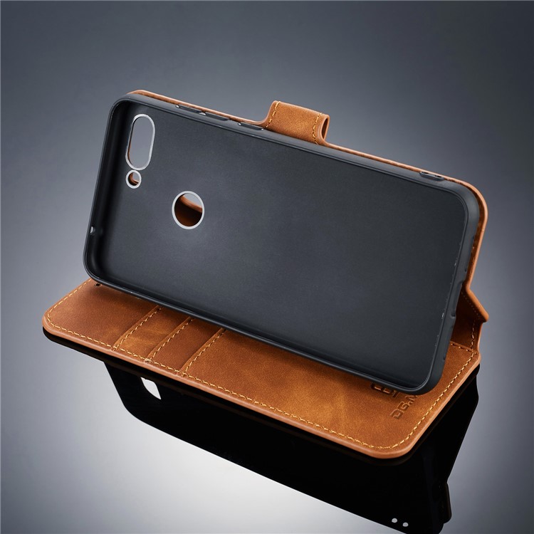 DG.MING Retro Style PU Leather Wallet Casing for Xiaomi Mi 8 Lite / Mi 8 Youth (Mi 8X) - Brown-6
