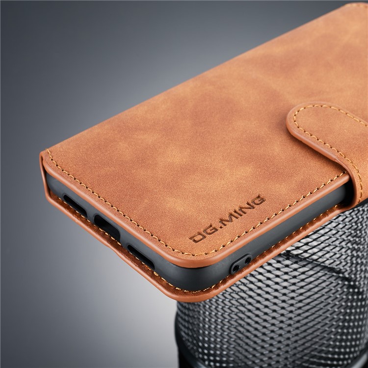 DG.MING Retro Style PU Leather Wallet Casing for Xiaomi Mi 8 Lite / Mi 8 Youth (Mi 8X) - Brown-9