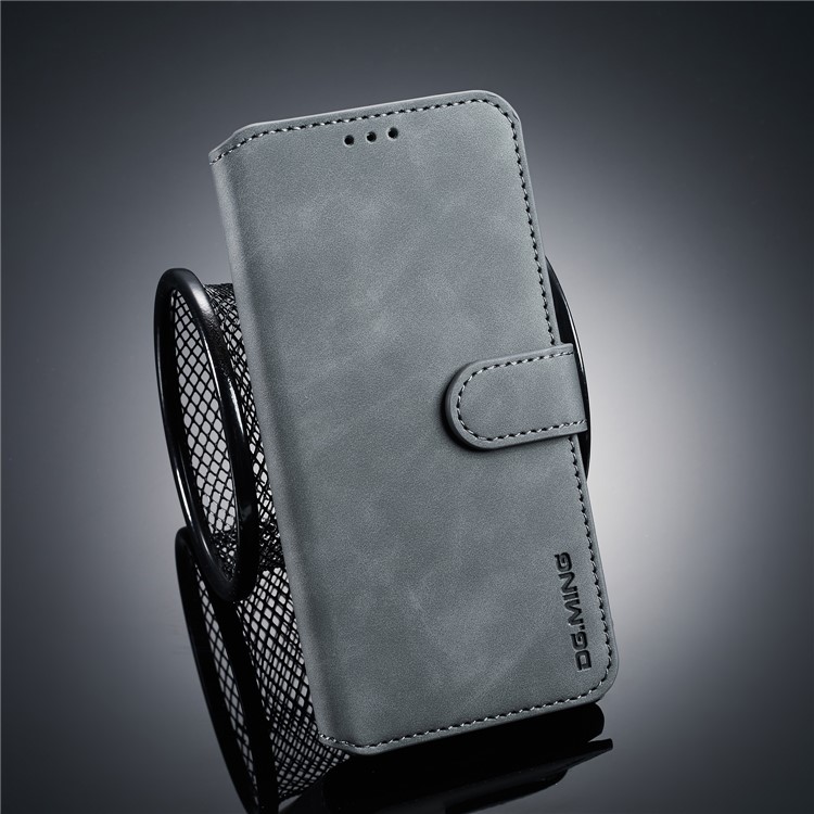 DG.MING Retro Style PU Leather Wallet Case for Xiaomi Mi 8 Lite / Mi 8 Youth (Mi 8X) - Grey-1