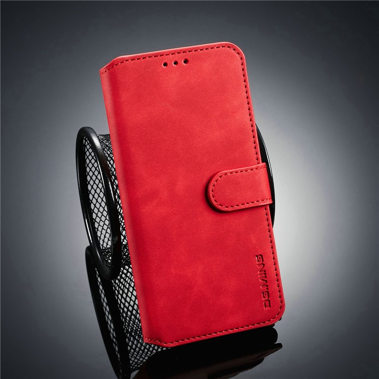 DG.MING Retro Style PU Leather Wallet Cover for Xiaomi Mi 8 Lite / Mi 8 Youth (Mi 8X) - Red-1