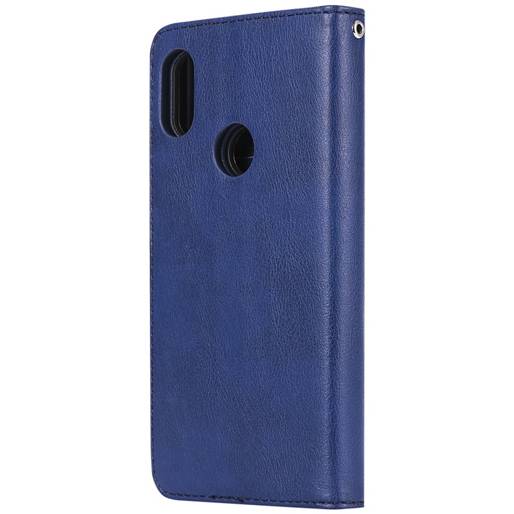 PU Leather Wallet Cover + Detachable TPU Shell for Xiaomi Redmi Note 6 Pro - Blue-3