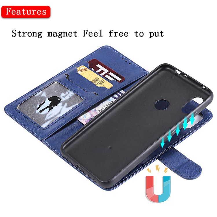 PU Leather Wallet Cover + Detachable TPU Shell for Xiaomi Redmi Note 6 Pro - Blue-5