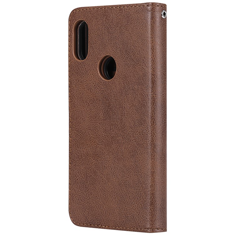 PU Leather Wallet Cover + Detachable TPU Phone Casing for Xiaomi Redmi Note 6 Pro - Brown-3