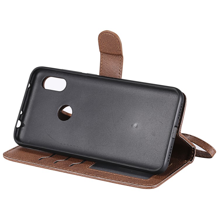 PU Leather Wallet Cover + Detachable TPU Phone Casing for Xiaomi Redmi Note 6 Pro - Brown-7