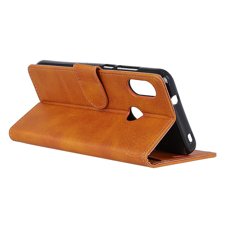 Matte PU Leather Wallet Stand Case Accessory for Xiaomi Mi Play - Brown-8