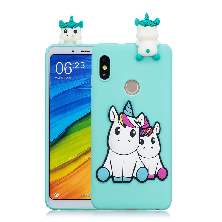 Coque En TPU 3D À Motifs De Poupée Mignonne Pour Xiaomi Redmi Note 6 Pro - Deux Licornes-1