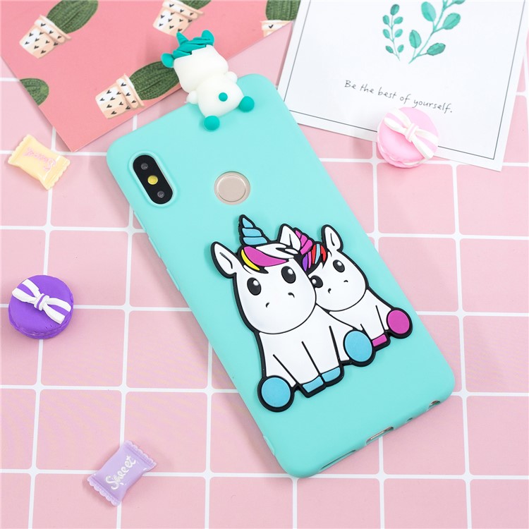 Coque En TPU 3D À Motifs De Poupée Mignonne Pour Xiaomi Redmi Note 6 Pro - Deux Licornes-10