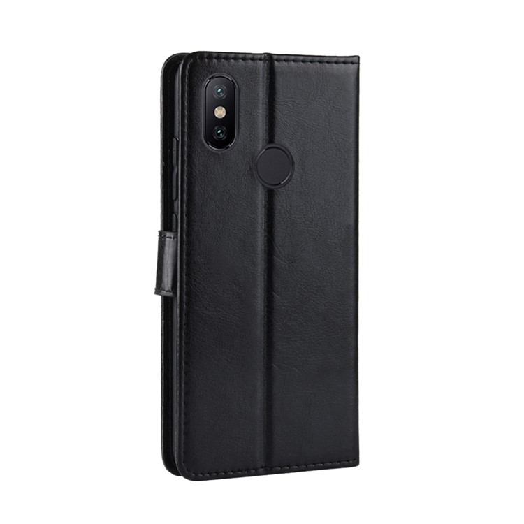 Crazy Horse Wallet Stand Leather Protective Case for Xiaomi Mi A2 Lite / Redmi 6 Pro - Black-4