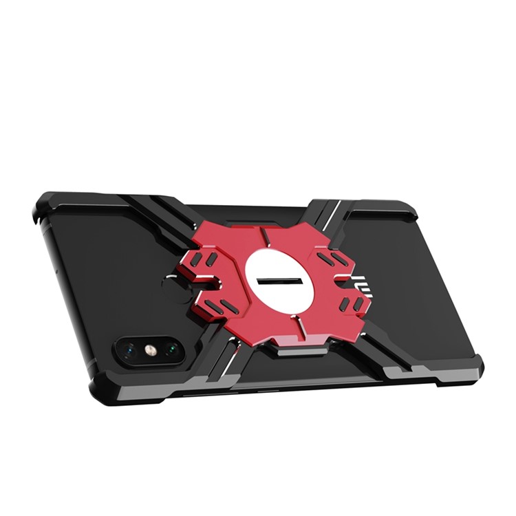 Heroes Series Bumper for Xiaomi Mi 8/Mi 8 Explorer Edition Electroplating Metal Bumper Casing with Kickstand - Black / Red-10